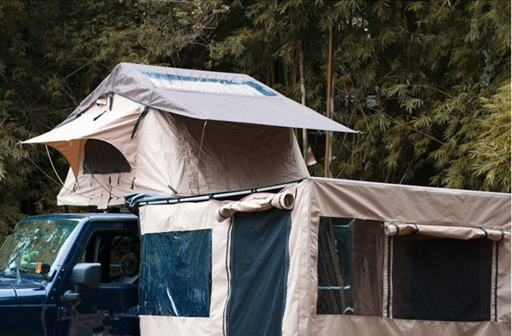 Machen Sie das 4 Personen-Dach-Spitzen-das Zelt feuerfest und Dach-Zelt mit großem Fenster falten