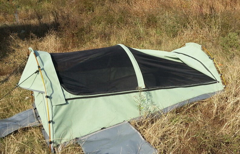 Mann Segeltuch Famliy 2 Swag-Zelt, YKK-Reißverschluss Swag-Taschen-Zelt mit Aluminium-Polen